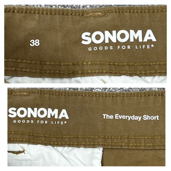 Dad Cargo Shorts Mens 38" Khaki Brown Stretch Elastic Comfort Waistband Pockets - Picture 3 of 9